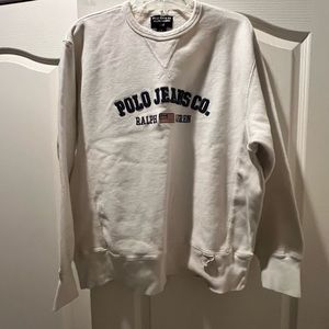 Polo sweatshirt, ivory in color, women’s large